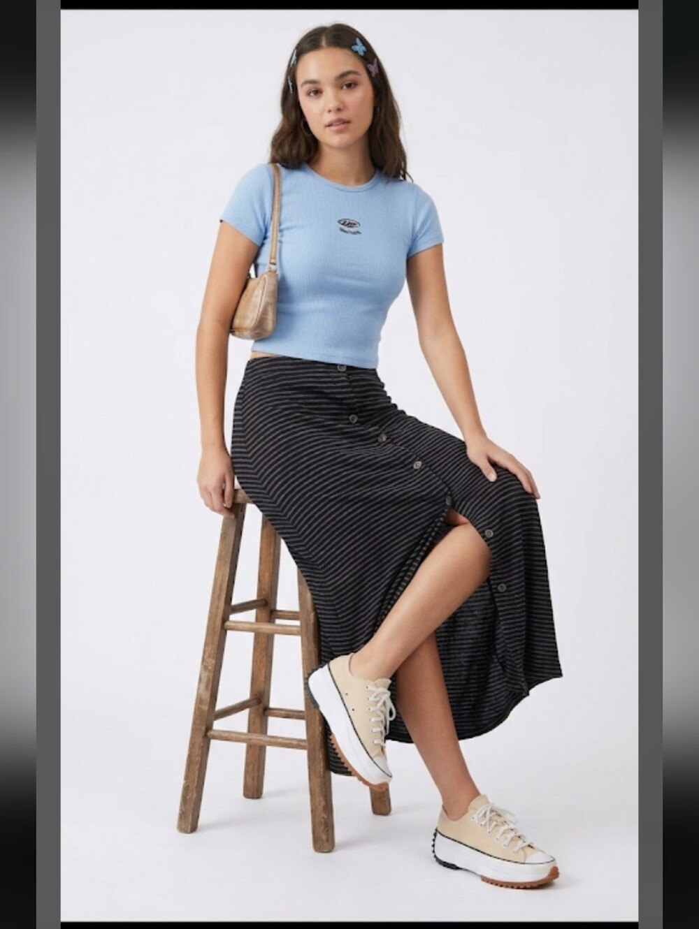 90s Y2K Button Front Maxi Skirt M #7777